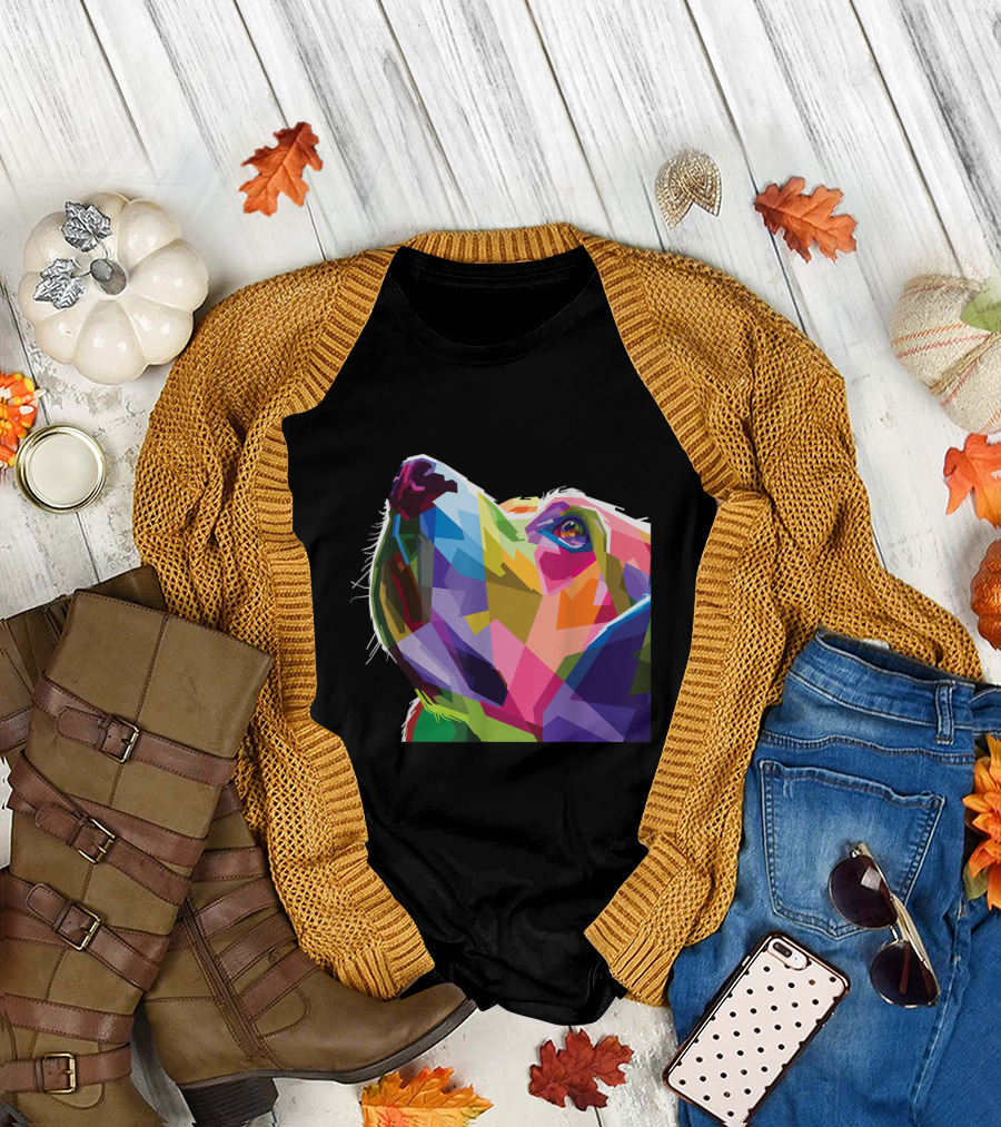 Labrador Dog's Head in Vibrant Geometric Colors T-Shirt