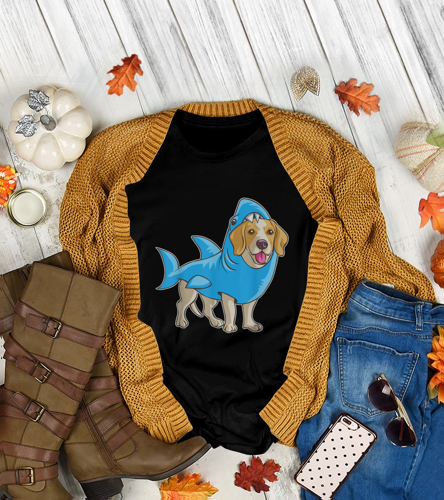 Beagle Puppy in Funny Shark Suit Costume T-Shirt