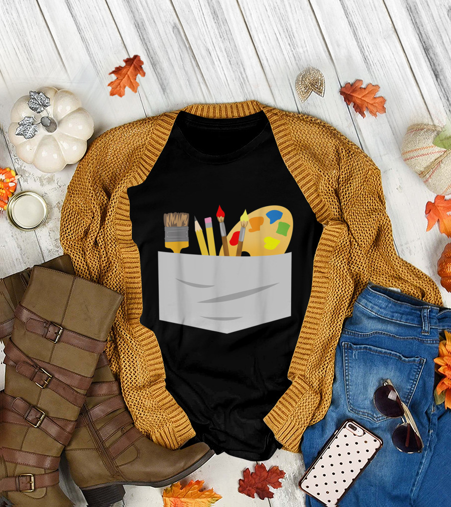 Fun Halloween Artist Pocket Paintbrushes Palette T-Shirt