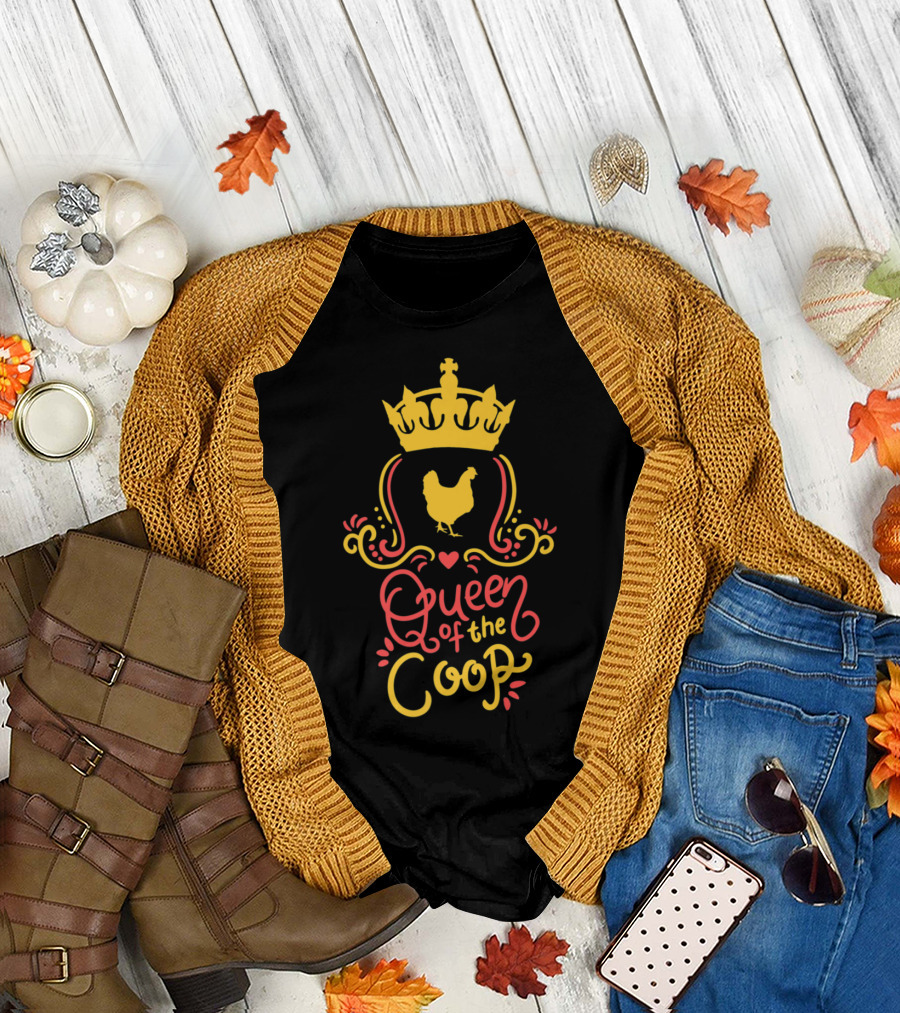 Queen of the Coop Chicken Farmers Crowned Fun Backyard T-Shirt