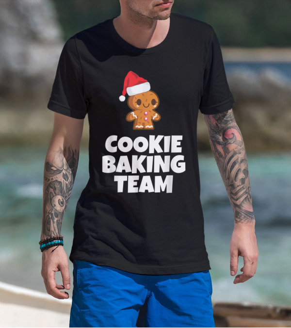 Cookie Baking Team Gingerbread And Santa Hat Holiday Charm T-Shirt