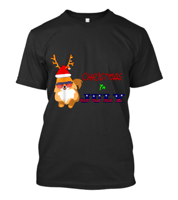 Christmas In July With Patriotic Reindeer And Stars Stripes Sunglasses T-Shirt