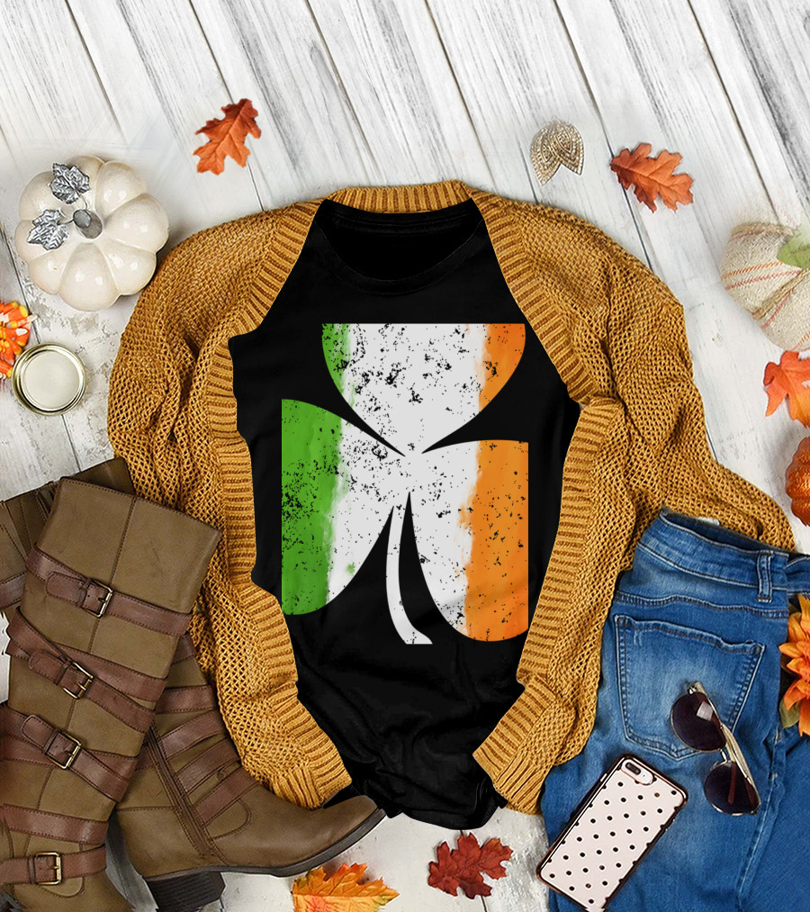 Donnelly Irish Shamrock St Patri with Green White Orange Irish Flag Colors T-Shirt