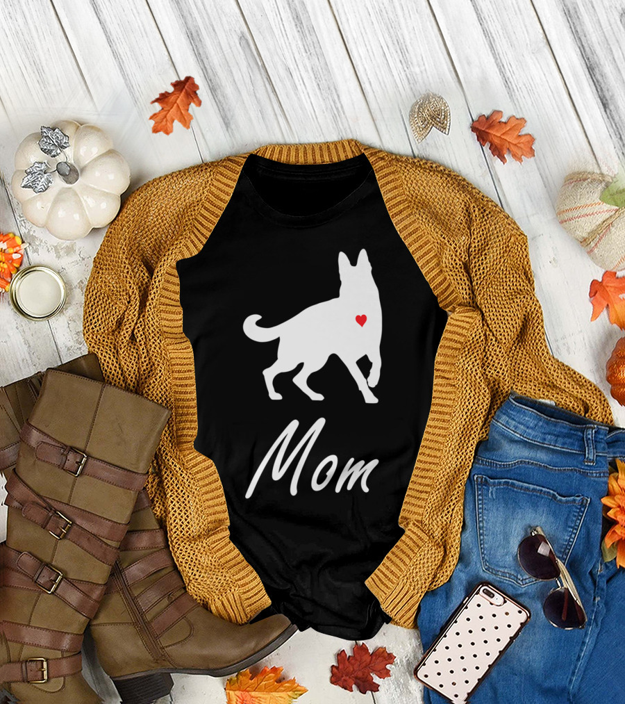 German Shepherd Dog Mom Silhouette with Heart T-Shirt