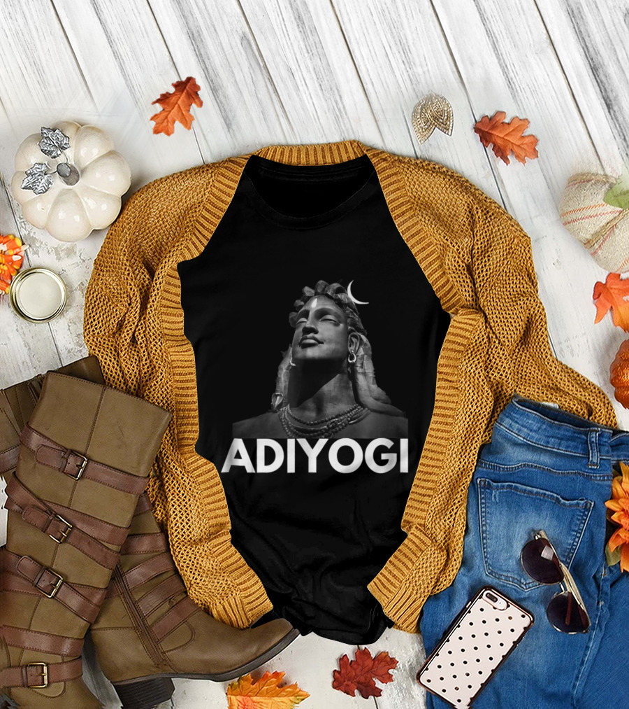 Adiyogi the Source of Yoga with Sacred Crescent Icon Symbolism T-Shirt
