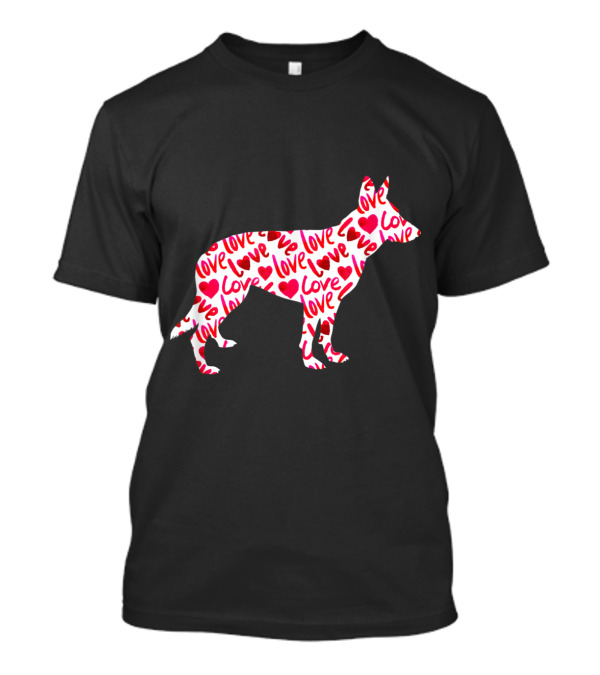 Love Heart German Shepherd Dog Valentine T-Shirt
