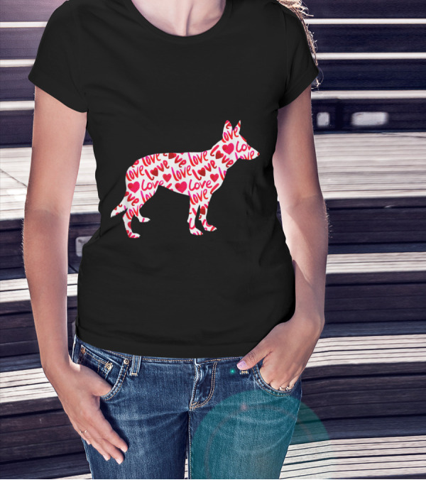 Love Heart German Shepherd Dog Valentine T-Shirt