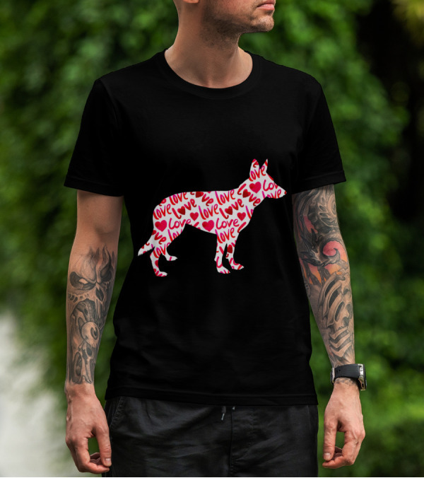 Love Heart German Shepherd Dog Valentine T-Shirt