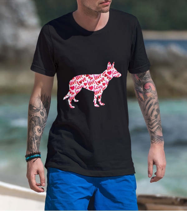 Love Heart German Shepherd Dog Valentine T-Shirt