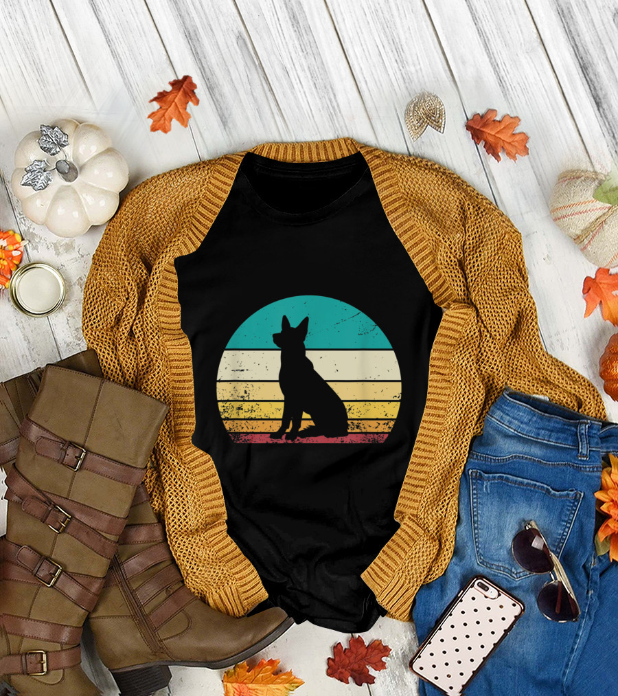 Vintage Sunset Silhouette German Shepherd Lovers T-Shirt