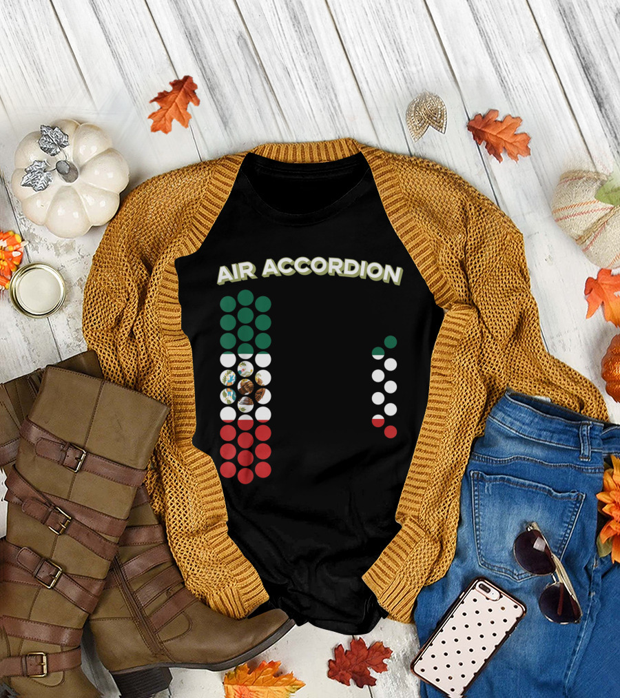 Air Accordion Mexico Flag Dots Music Cinco De Mayo T-Shirt
