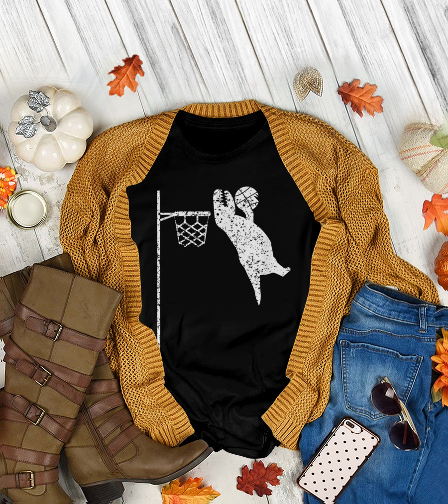 Funny Basketball Rex Dinosaur Tyrann Dunking Hoop T-Shirt