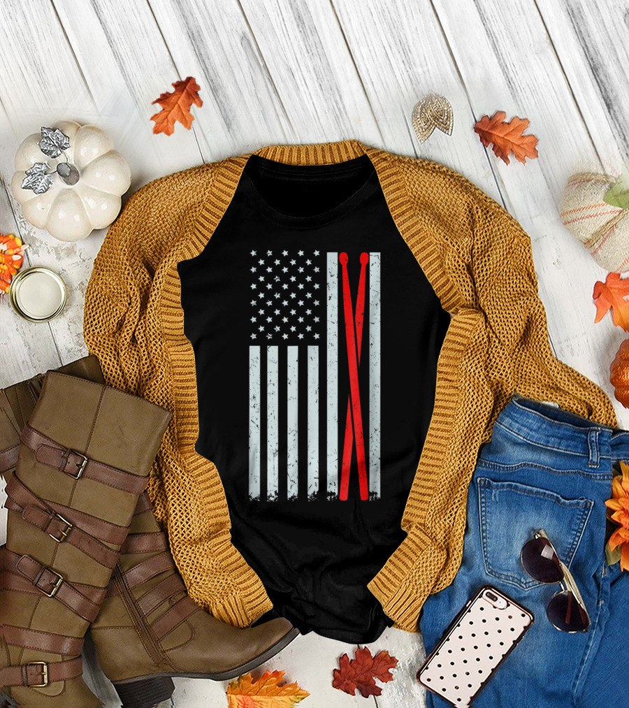 Vintage American Flag Drum Sticks T-Shirt