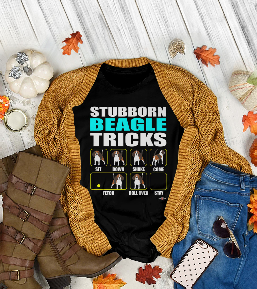 Stubborn Beagle Tricks Sit Down Shake Come Fetch Roll Over Stay T-Shirt