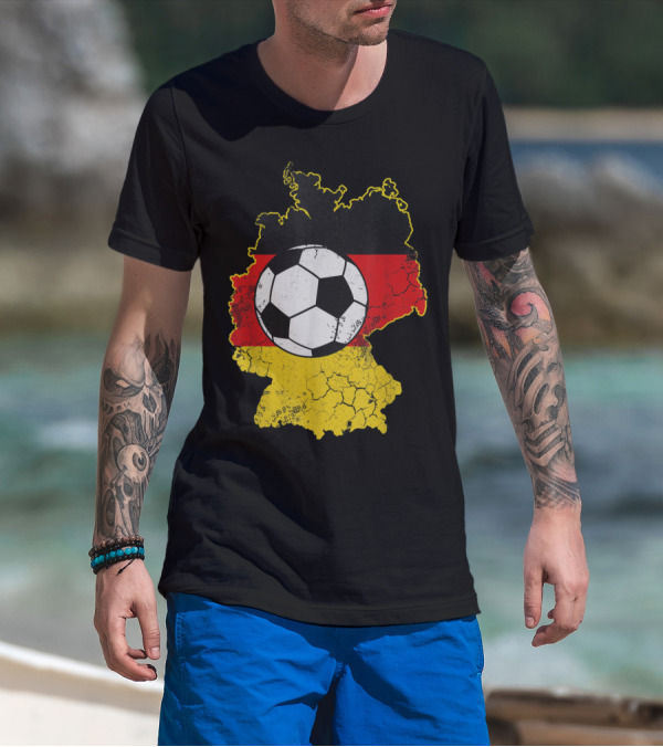 German Flag Soccer Football Map Of Germany T-Shirt