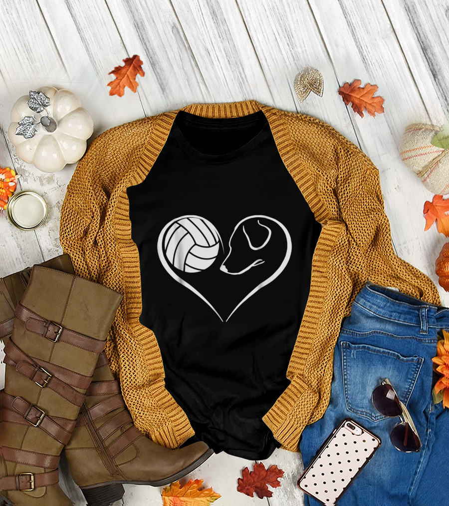 Easily Distracted By Volleyball And Dog Heart Shape T-Shirt