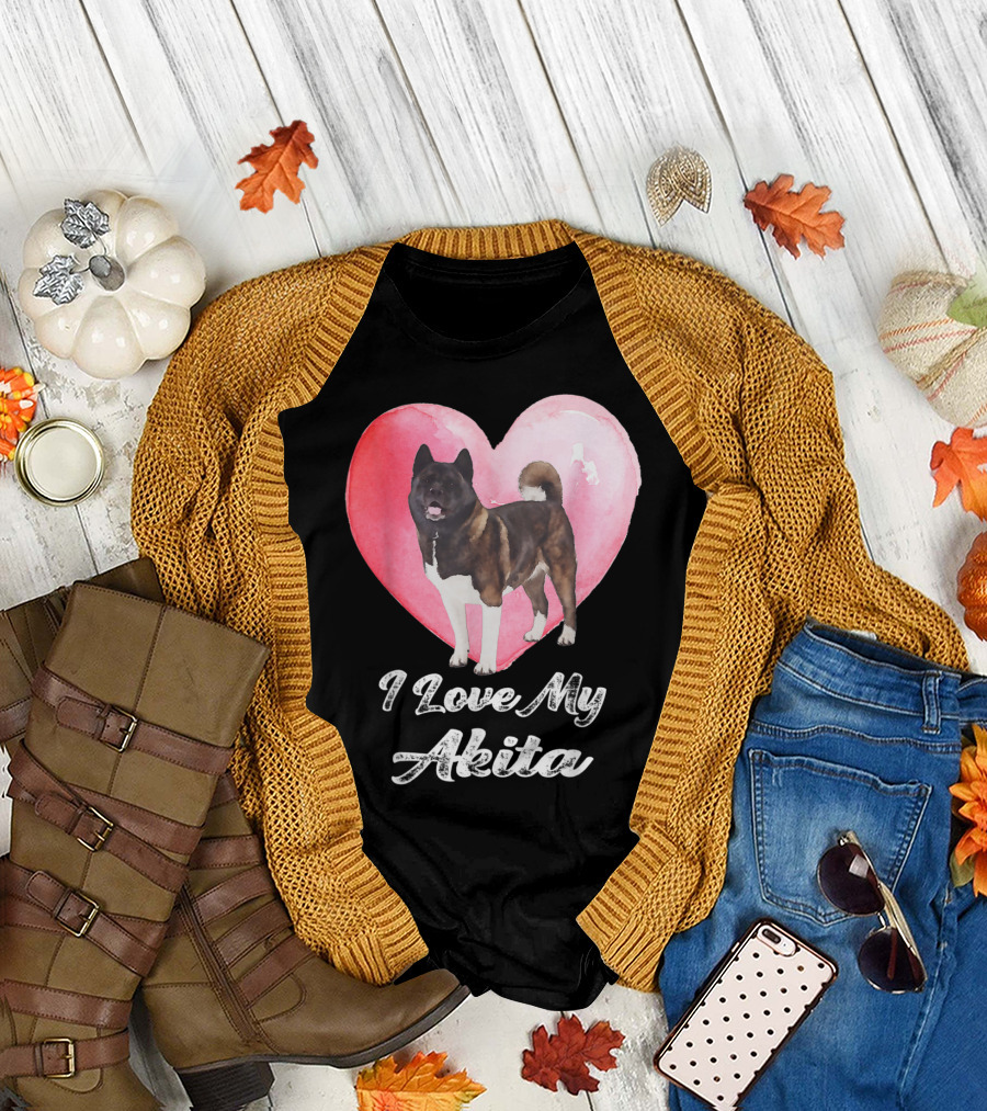 I Love My Akita Heart Dog Love T-Shirt