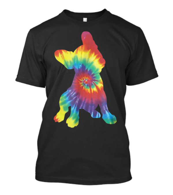 Colorful Tie Dye Hippie French Bulldog Fren Rainbow Swirl T-Shirt