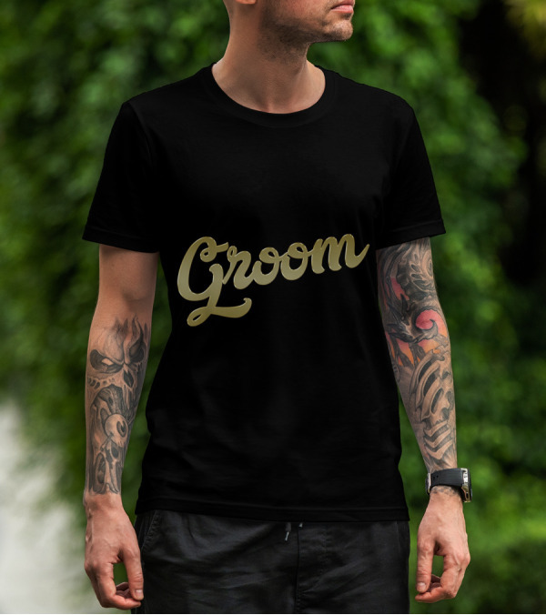 Groom Wedding Party Bachelor Celebration Classic Script T-Shirt
