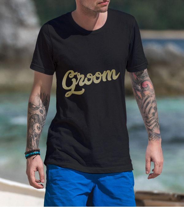 Groom Wedding Party Bachelor Celebration Classic Script T-Shirt