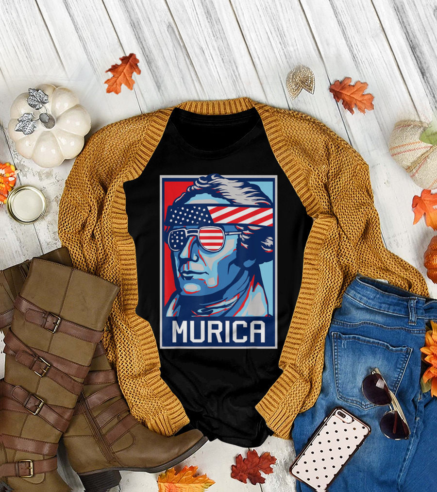 Alexander Hamilton Murica American Flag Sunglasses Patriotic 4th of July T-Shirt
