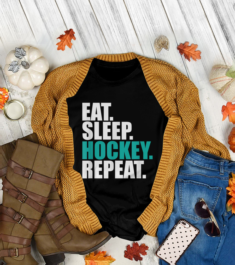 Eat Sleep Hockey Repeat Bold Sport Lifestyle Focus T-Shirt