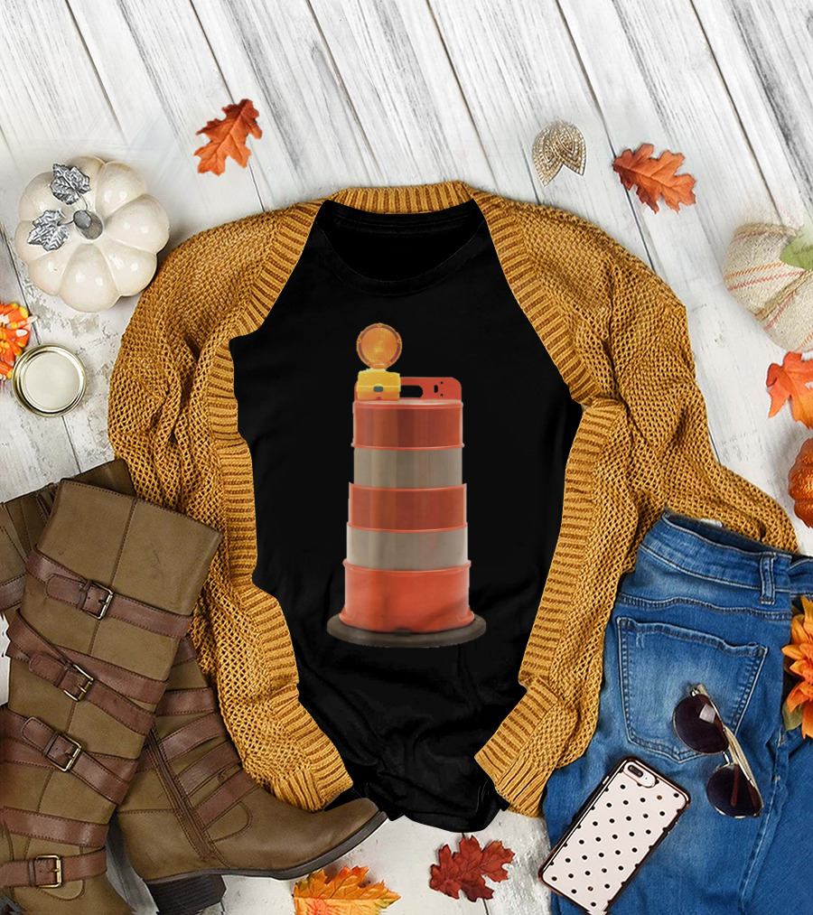 Orange Construction Barrel with Warning Light Traffic Control T-Shirt