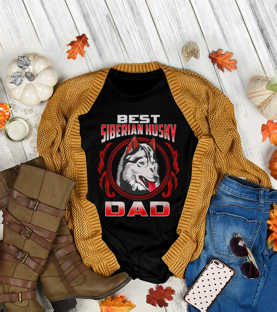 BEST SIBERIAN HUSKY DAD MENS FATHER T-Shirt