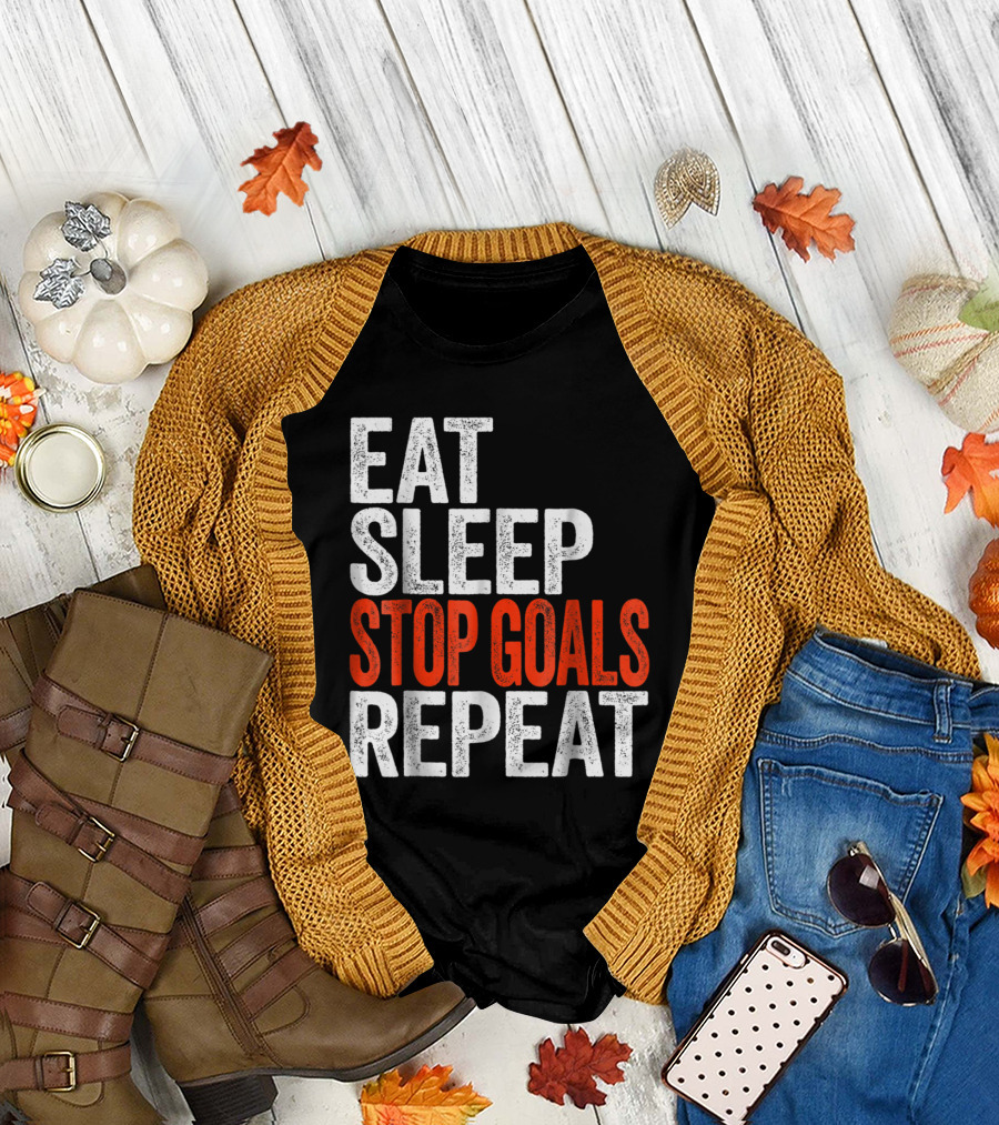 Eat Sleep Stop Goals Repeat Goalkeeper Soccer Humor T-Shirt