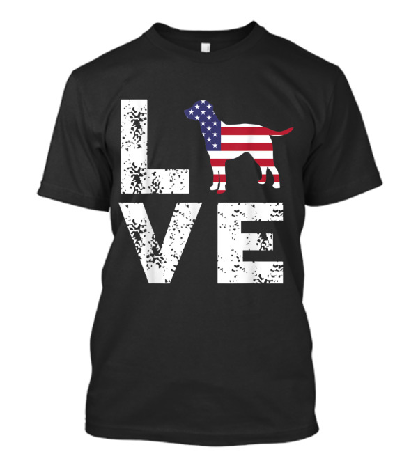 Love USA Independence Day American Flag Dog T-Shirt