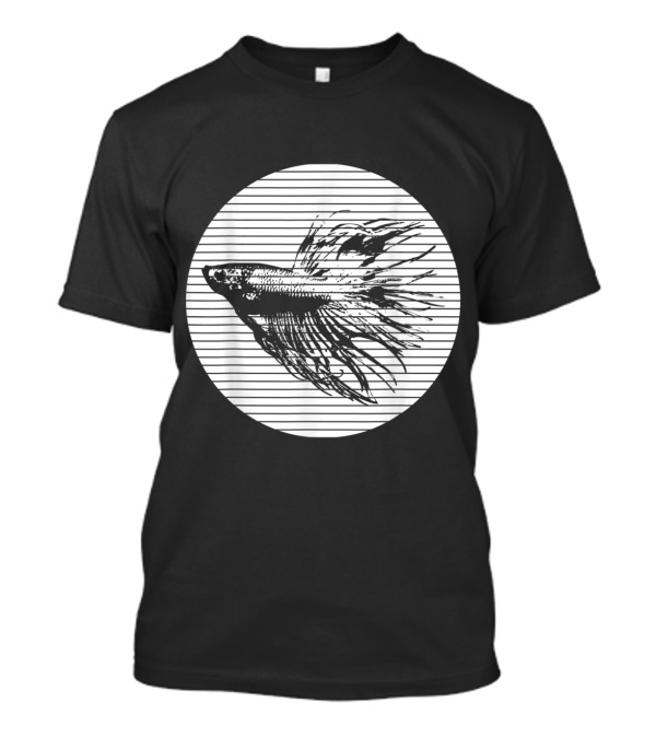 Betta Splendens Siamese Fig Fish With Striped Circle Background T-Shirt