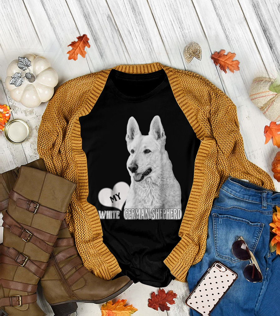 My White German Shepherd Love BHymer Heart T-Shirt