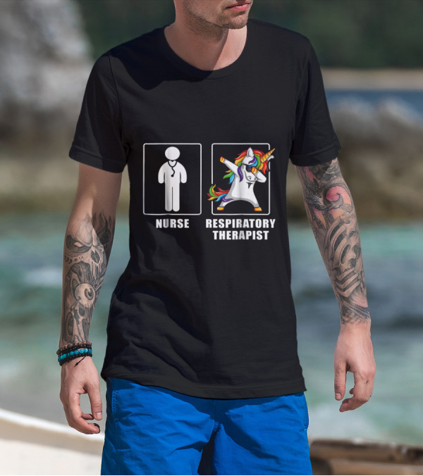 Nurse Versus Respiratory Therapist Unicorn Dab With Colorful Mane T-Shirt