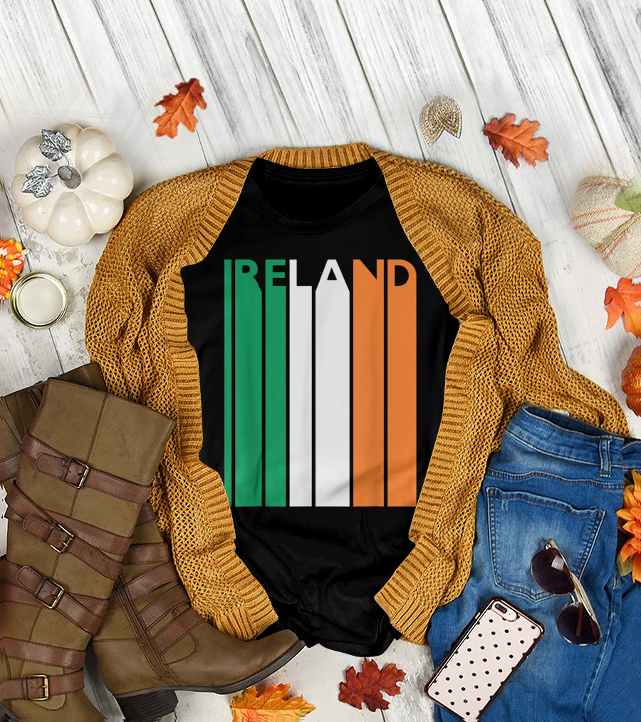 Ireland Vintage Flag with Tricolor Stripe T-Shirt