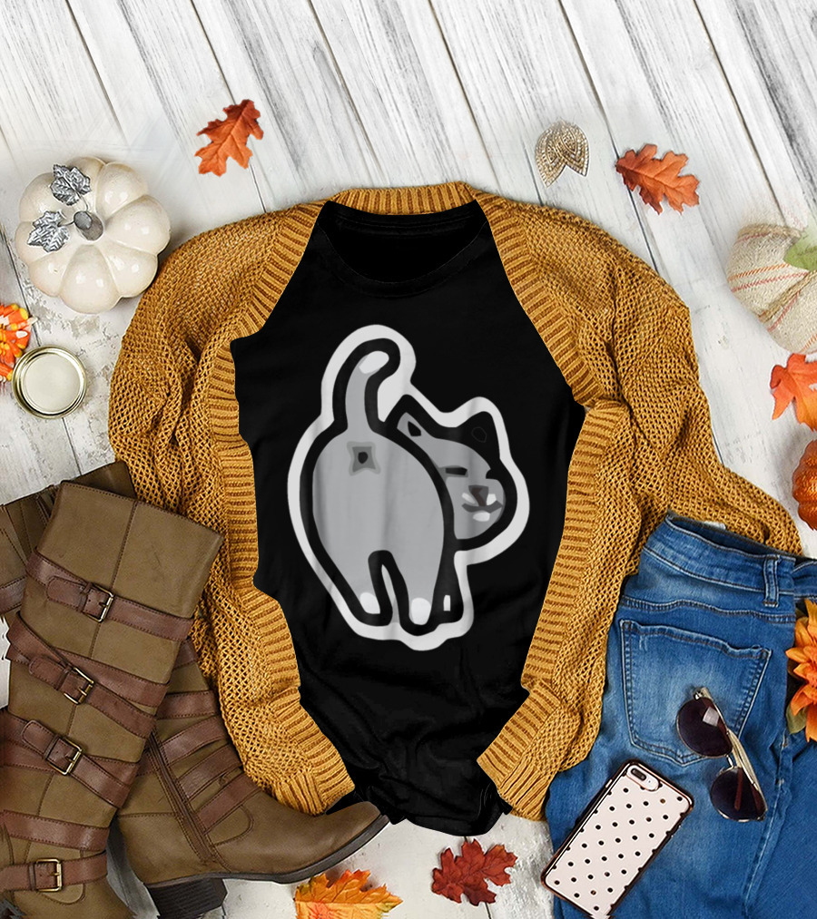 Bitmoji Cat Butt Cartoon Sticker T-Shirt