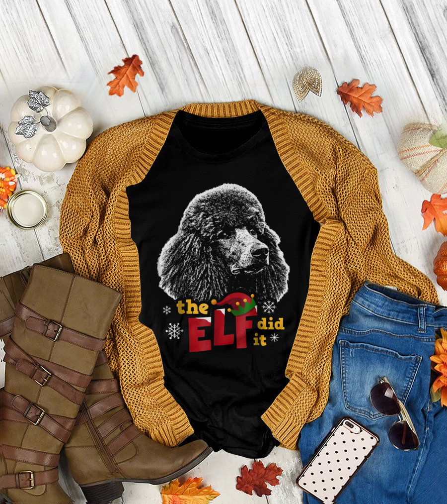 The Elf Did It Poodle Holiday Humor T-Shirt