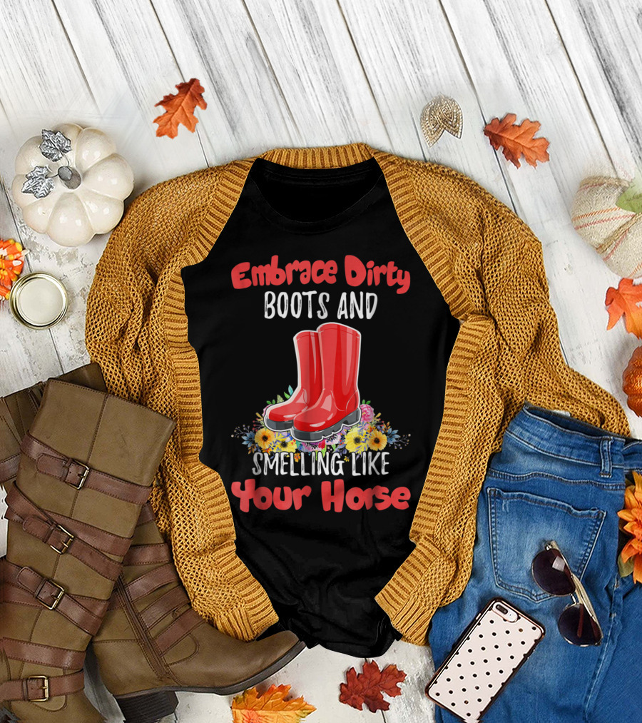 Embrace Dirty Boots and Smelling Like Your Horse with Floral Red Boot T-Shirt