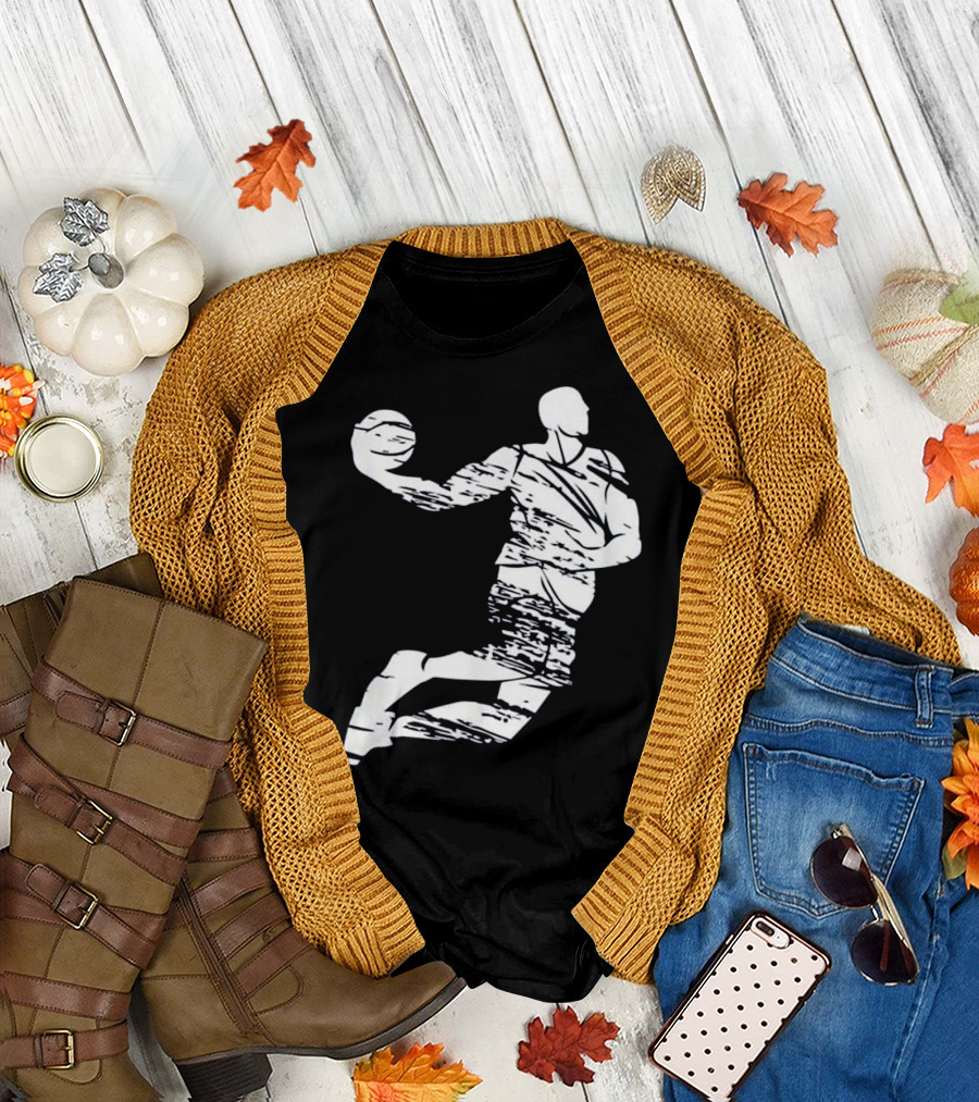 White Basketball Slam Dunk Graffiti Style Player T-Shirt