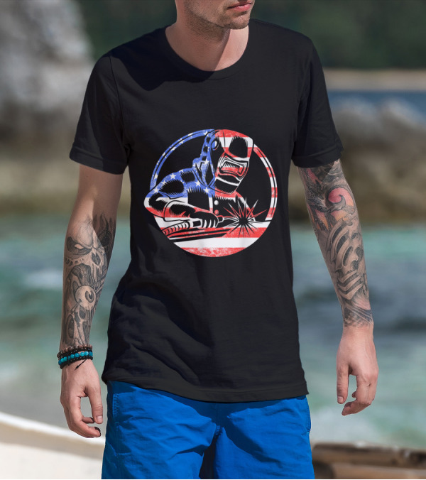 American Flag Welder Patriotic Fourth Of July T-Shirt