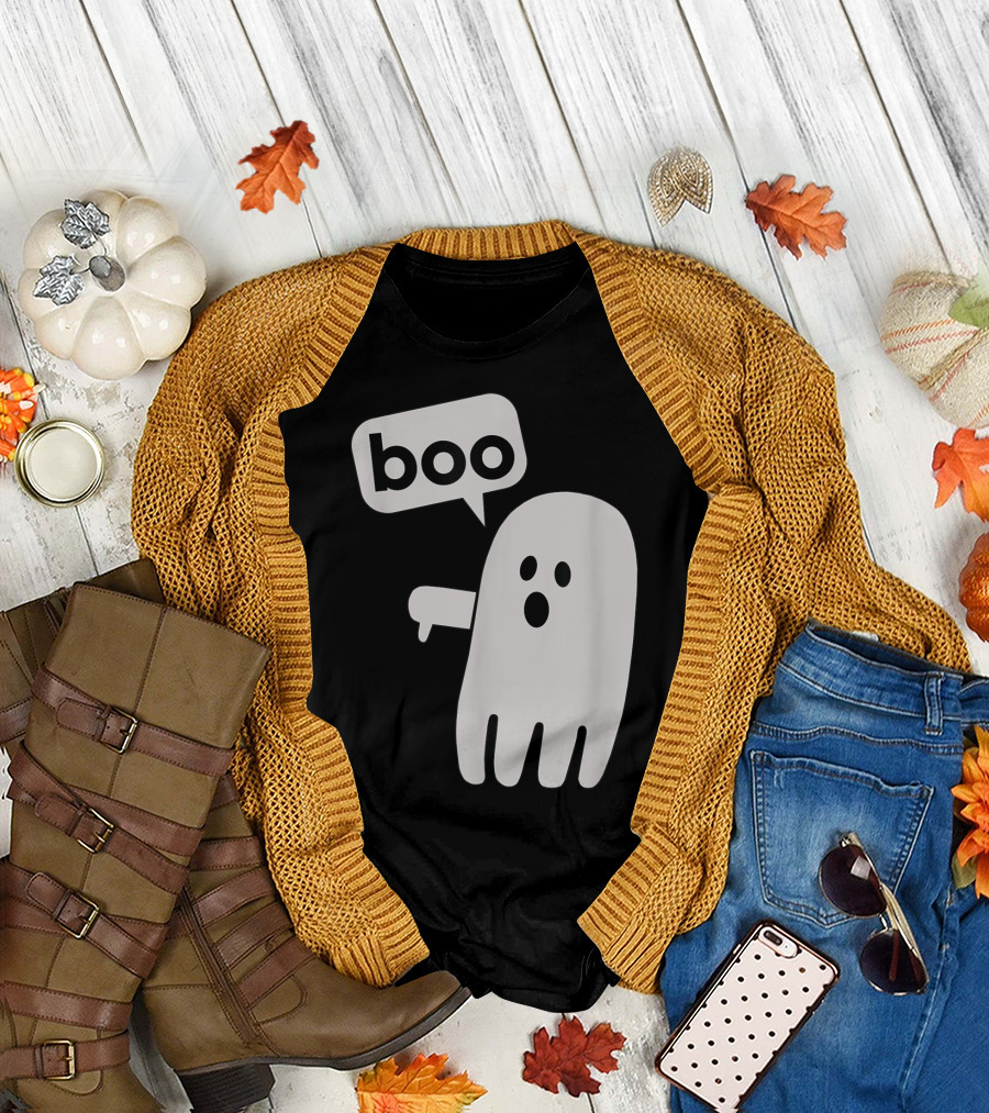 Boo Ghost Speech Bubble Thumbs Down Gesture T-Shirt