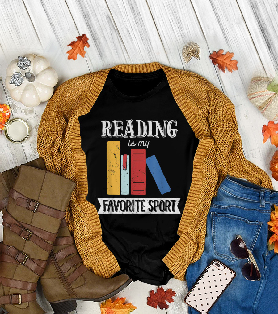 Reading Is My Favorite Sport Book Stack T-Shirt
