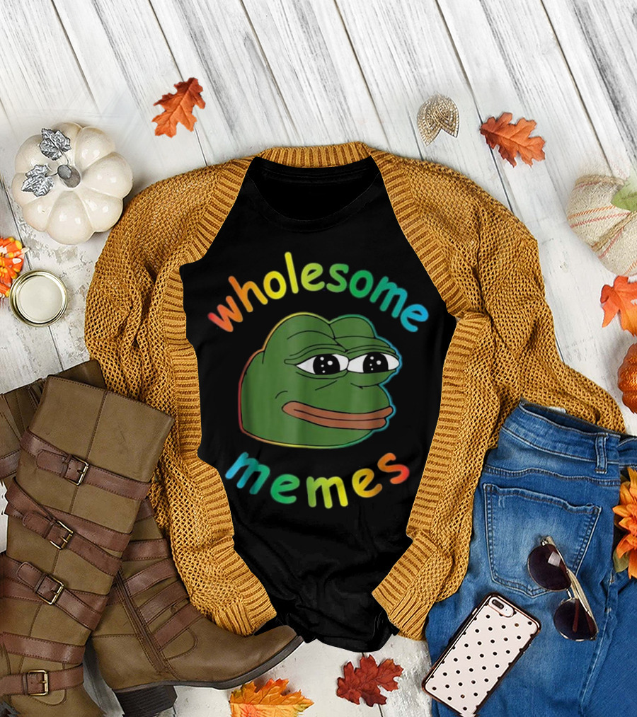Wholesome Memes Pepe Rainbow Frog Smile T-Shirt
