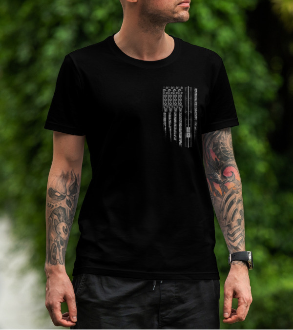 American Flag Audio Mixer Fader Design Sound Engineer T-Shirt