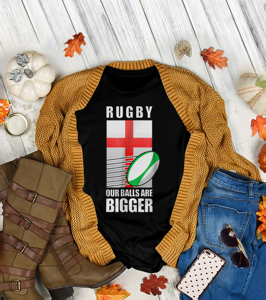 England Rugby Our Balls Are Bigger with St George's Cross and Rugby Ball T-Shirt