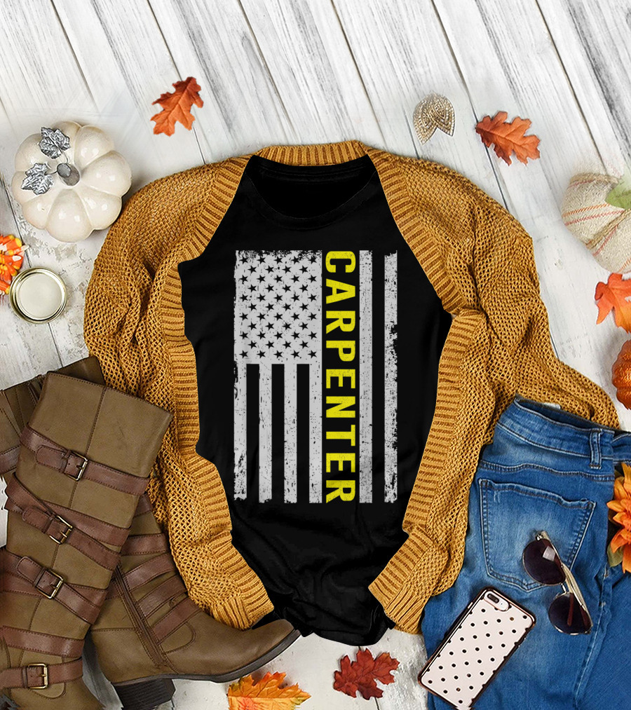 American Carpenter USA Flag Rustic T-Shirt