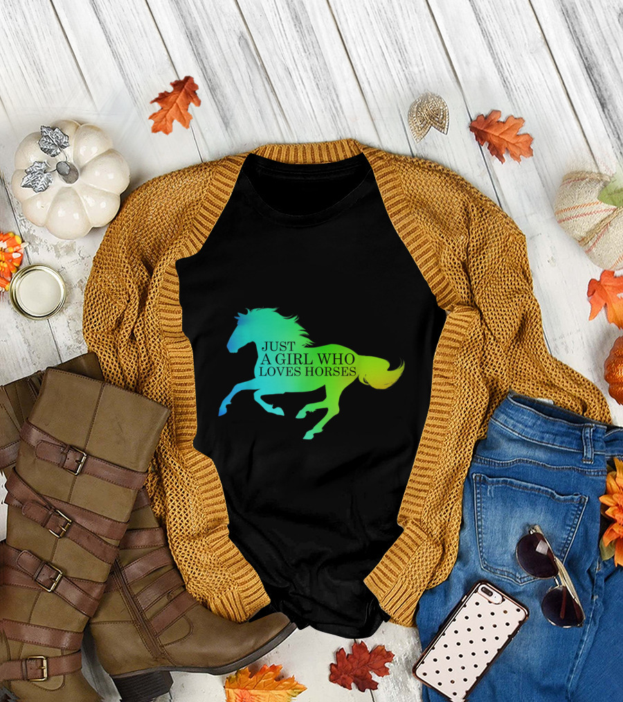 Just a Girl Who Loves Horses Rainbow T-Shirt