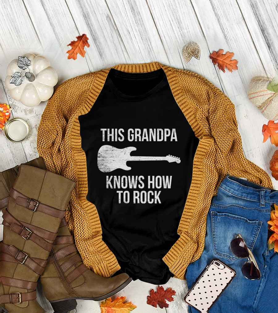 Grandpa Knows How to Rock with Guitar T-Shirt