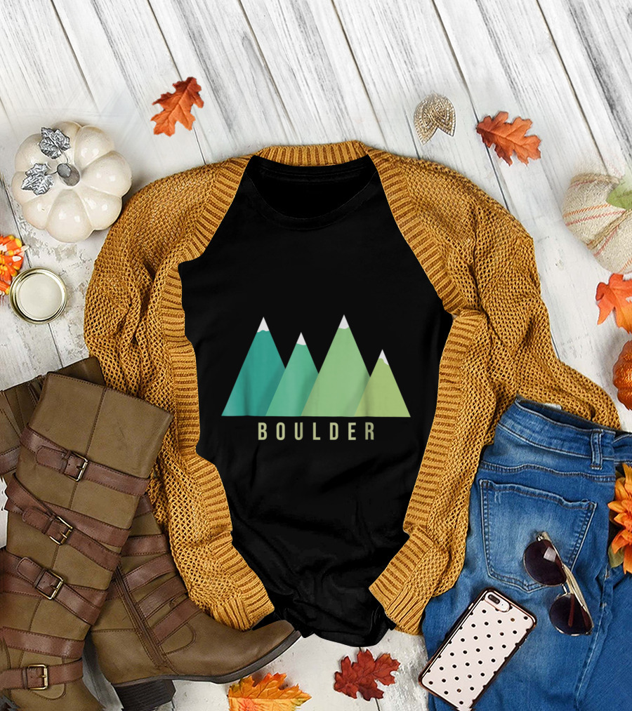 Boulder Colorado Stylized Mountain Peaks T-Shirt