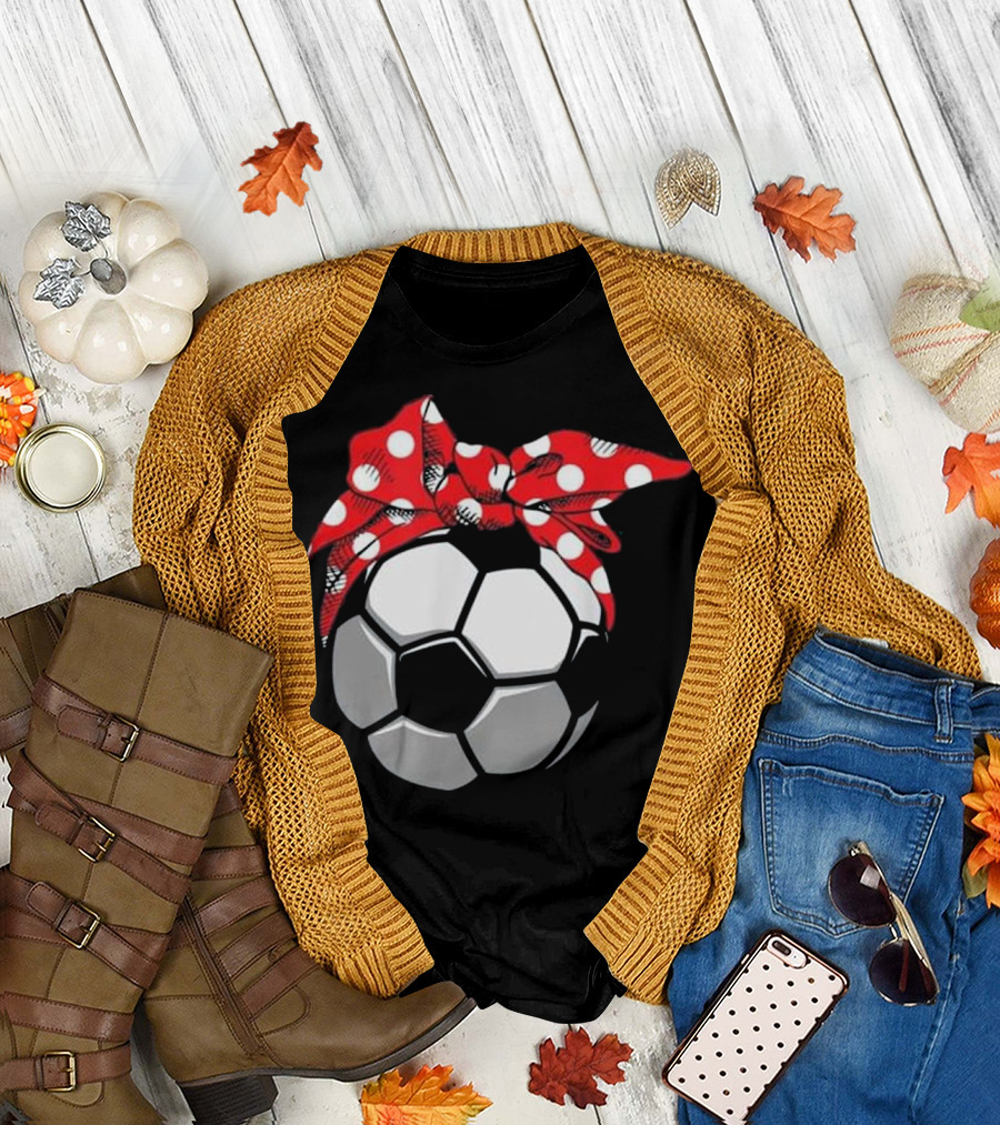 Soccer Mom Ball with Red Polka Dot Bandana T-Shirt