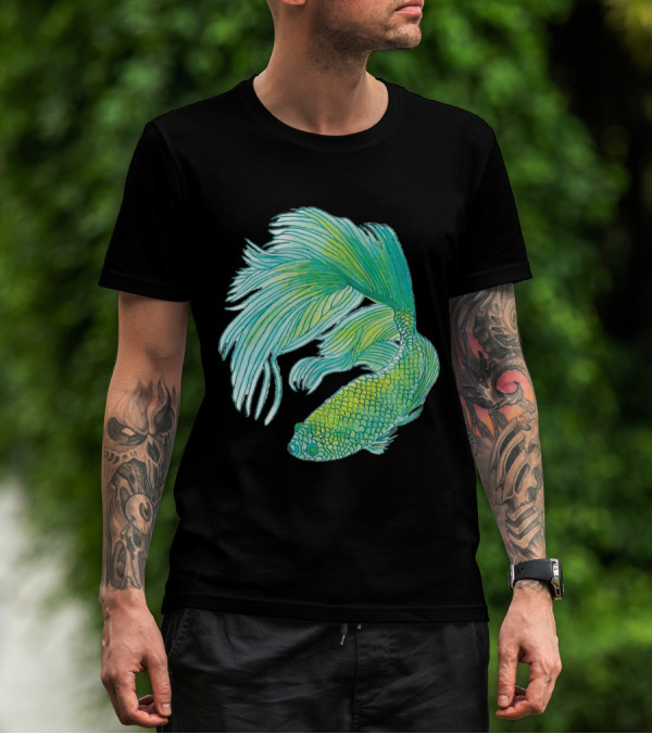 I Love Green Betta Fish With Beautiful Flowing Fins T-Shirt